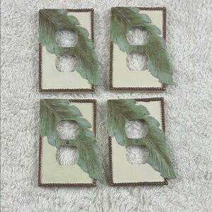 Painted leaf ceramic outlet covers - double duplex set of 4